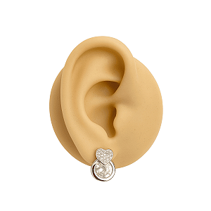 Brinco Folheado Diamante Coração