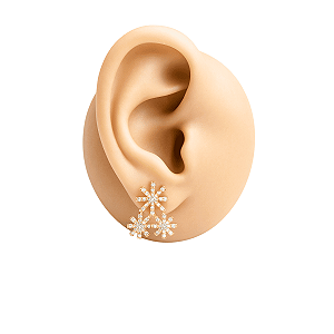 Brinco Folheado Floco de Neve Zircônias