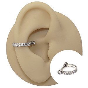 Piercing Argola em Titânio PVD Meia Lua Duplo Zircônias