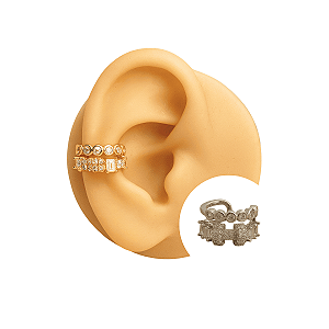 Piercing Argola Folheado Fake Detalhes Zircônias