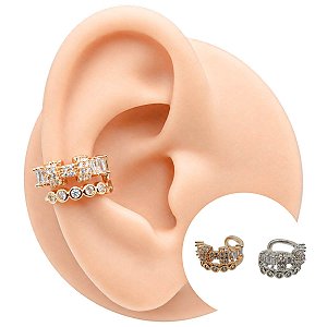 Piercing Argola Folheado Fake Detalhes Zircônias