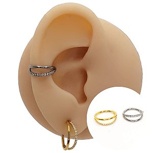 Piercing Argola Clicker em Titânio PVD Lateral Duplo