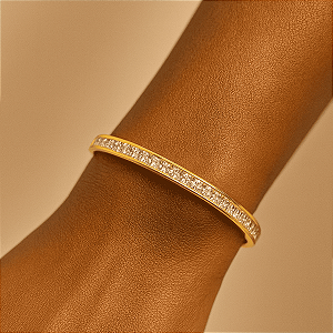 Pulseira Bracelete Folheado Luxo Cravejado