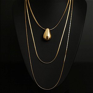 Colar Gargantilha Folheado Laminado Gota