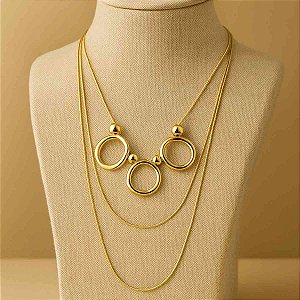 Colar Gargantilha Folheado Circle Organic