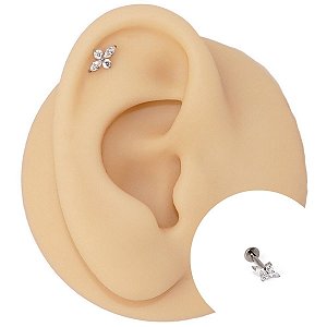 Piercing Labret em Aço Cirúrgico PVD Flor Daphne