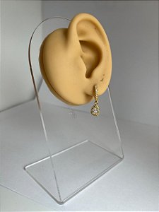 Brinco Argola Folheado  Drop Double Zircônia