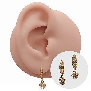 Brinco Folheado Five Flor Zircônia