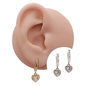 Brinco Argola Folheado Clicker Coração Vazado