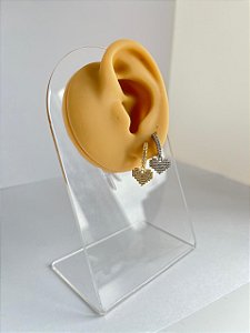 Brinco Argola Folheado Clicker Coração Cravejado