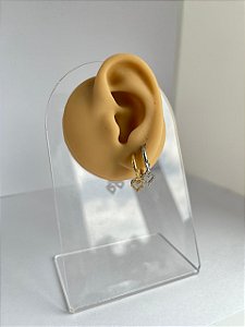 Brinco Argola Folheado Clicker Coração Zircônia