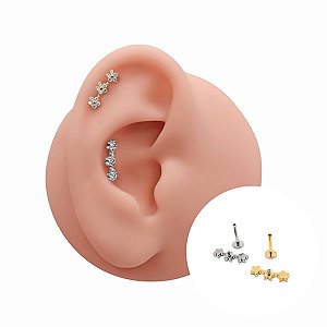 Piercing Cascata em Titânio Três Flores