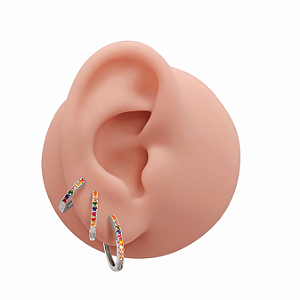 Mix Brincos Folheado Argolas Color Slim Zircônias