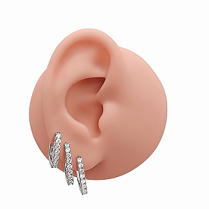 Mix Brincos Folheado Argolas Retângulo Zircônias