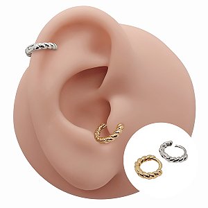 Brinco Argola Folheada Platina Torcida