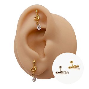 Piercing Labret em Titânio Cobra Pingente Gota