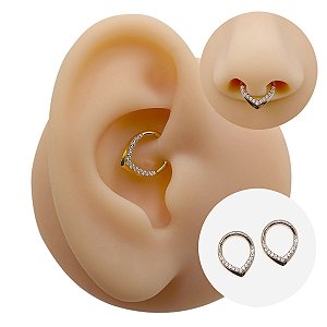 Piercing Argola Clicker em Titânio PVD Vicky II Zircônia