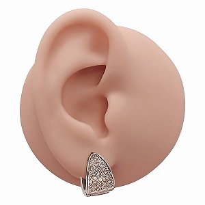 Brinco Argola Folheado Oval Hillary Zircônia