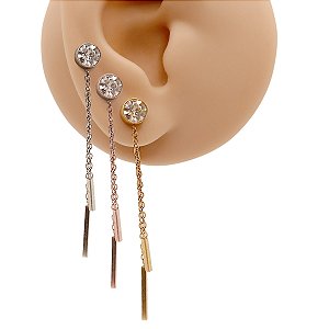 Brinco em Aço Cirúrgico Ponto de Luz Zircônia Pingente
