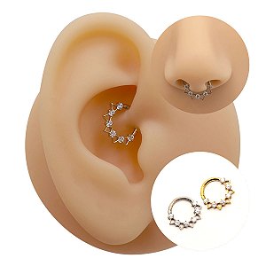 Piercing Argola Clicker em Titânio Seis Zircônias
