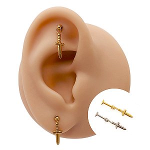 Piercing Labret em Titânio Pingente Espada