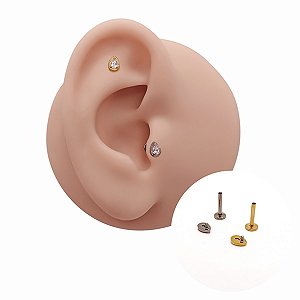 Piercing Labret em Titânio PVD com Zircônia Gota