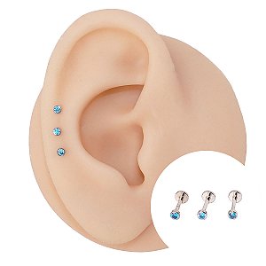 Piercing Australiano em Titânio Plug Flat Azul Color