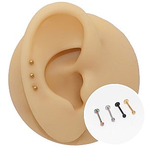 Piercing Australiano em Aço Labret Plug Micro Ball