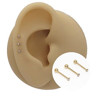 Piercing Australiano em Aço 0,8mm Com Zircônia