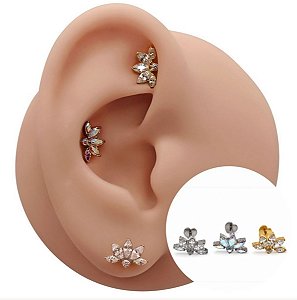 Piercing Labret em Titânio Eclipse Lótus Zircônias