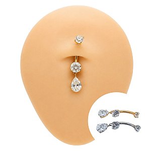 Piercing Banana Titânio Zircônia Pingente Gota