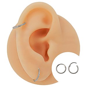 Piercing em Aço Argola Tubo Cravejada Clicker