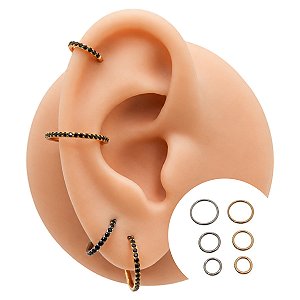 Piercing Argola Clicker em Titânio PVD Slim Preto
