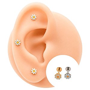 Piercing Labret em Titânio Flor Margarida
