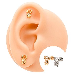 Piercing Labret em Titânio Menina Zircônia