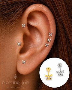 Piercings Australianos em Titânio Borboleta Zircônias