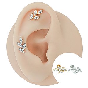 Piercing Labret Aço Folha Zircônia