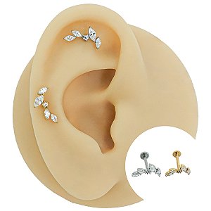 Piercing Labret Aço Navetes Zircônia
