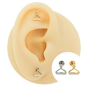 Piercing Labret em Titânio Cabide Zircônias
