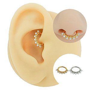 Piercing  Argola Oval em Titânio Lumini com Zircônia