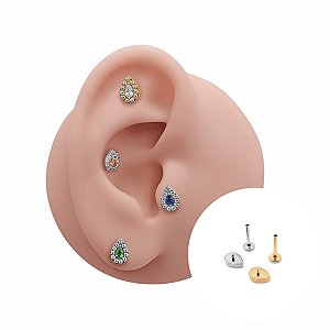 Piercing Labret em Titânio Gota London Zircônias