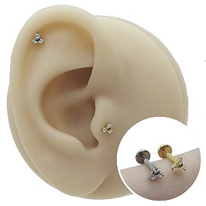 Piercing Labret em Aço PVD Flor Trinity