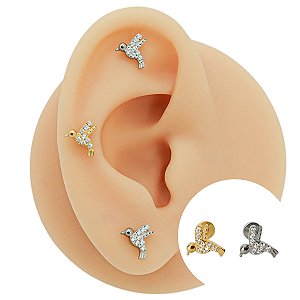 Piercing Labret em Titânio Beija Flor Zircônia
