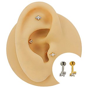 Piercing Labret em Titânio Navete Zircônias