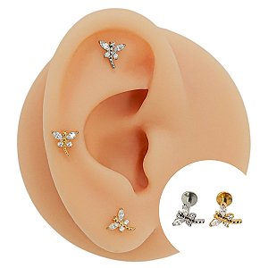 Piercing Labret em Titânio Libélula Zircônia