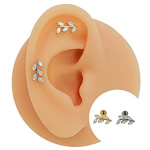 Piercing Labret em Titânio Ramo Navetes Zircônia