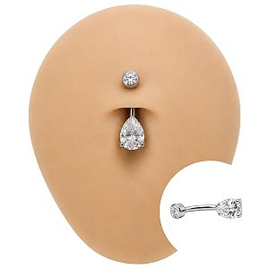 Piercing Banana Titânio Gota Zircônia