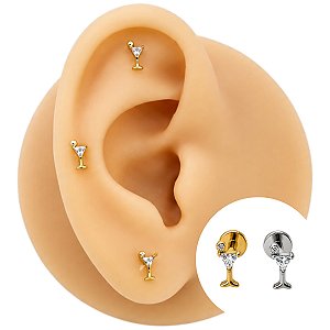 Piercing Labret em Titânio Taça Zircônia