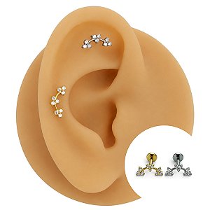 Piercing Labret Cascata Titânio Trinity Zircônia