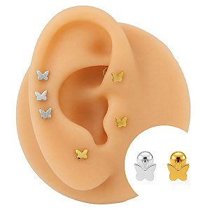 Piercings Australianos Borboleta Lisa em Titânio 1.0mm